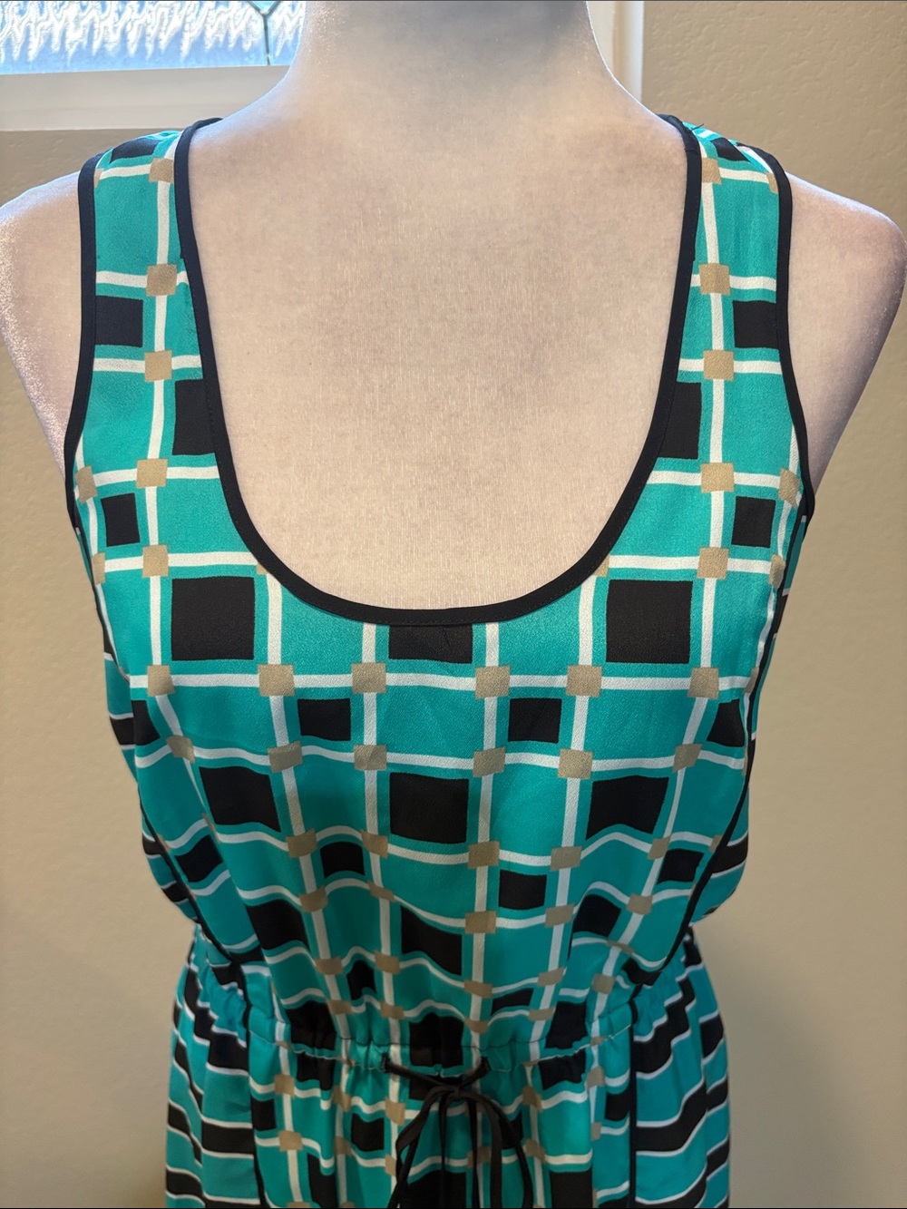MICHAEL Michael Kors Teal and Black Geometric Print Maxi Dress - Picture 6 of 13